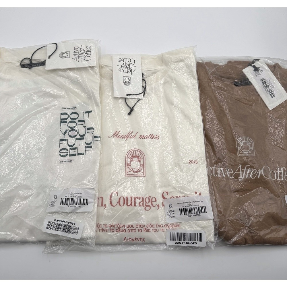 Active After Coffee Men's/Unisex T-Shirt Lot of 3 Size L Graphic Tees NWT
